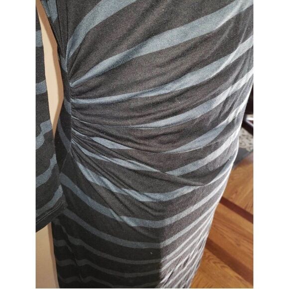 Ann Taylor Loft Petite Striped Cowl Neck Dress‎ Black/Gray 3/4 Sleeve Size: MP - Picture 5 of 5